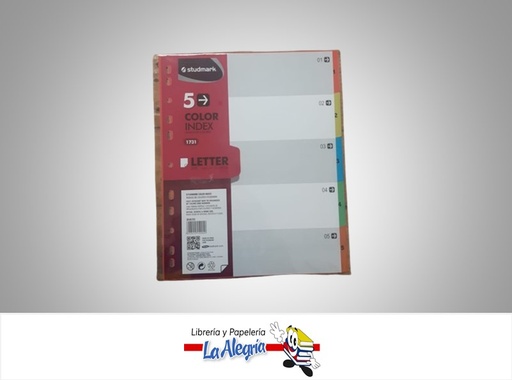 [7453015150940] SEPARADORES DE PLASTICO CARTA DE 5 DIVISIONES MARCA STUDMARK