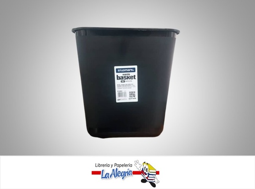 [7453015137965] PAPELERA PLASTICA PARA OFICINA COLOR NEGRO MEDIANA MARCA STUDMARK
