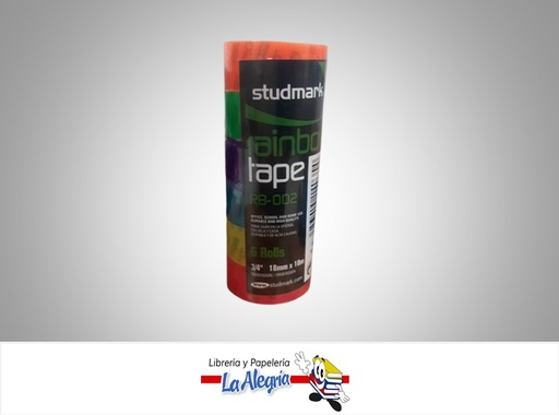 [7453015140354] CINTA ADHESIVA COLORES 3/4" 18MMX10M X6 ROLLOS MARCA STUDMARK