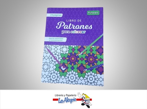 [7707406357266] LIBRO DE MANDALAS DE PATRONES PARA COLOREAR DE 24 PAG MARCA PRIMAVERA