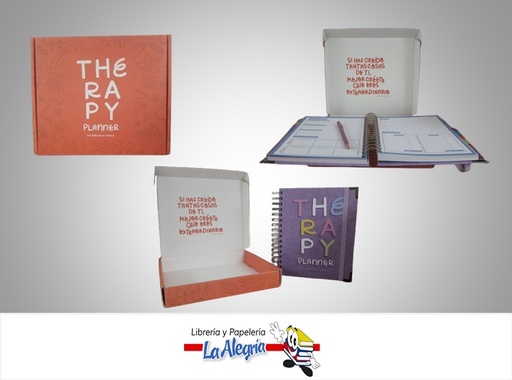 [AGENDATHERAPY5] AGENDA ORGANIZADORA THERAPY CON STICKERS LILA MARCA TRABAJANDO TU MENTE