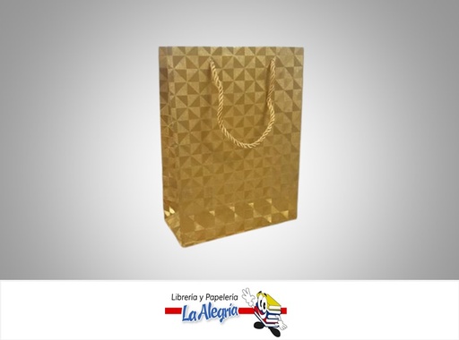 [BRES24X18H] BOLSA DE REGALO TRIANGULOS DORADOS 24x18x8CM UND MARCA S/M
