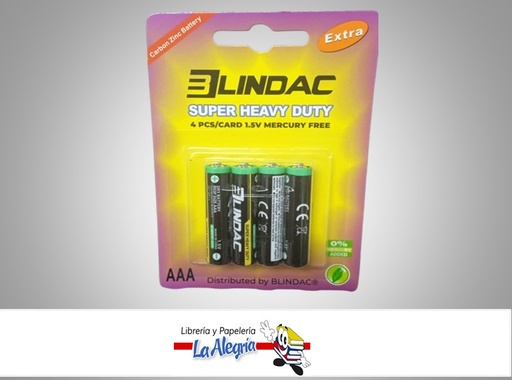 [7598928266637] PILA AAA 1.5V ZINC DE CARBONO SET 4 UND MARCA BLINDAC