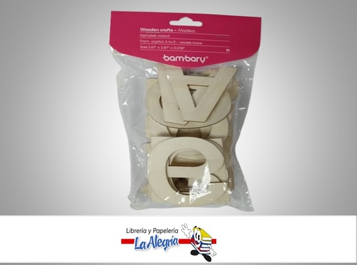 [7453086104859] FIGURA DE MADERA LETRAS MINUSCULAS 324-2010/011 PAQ 21 PZA  MARCA BAMBARY