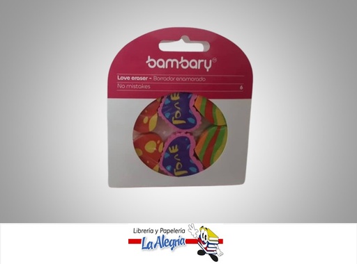 [784196657469] BORRADORES DE CORAZONES BLISTER 6UND MULTICOLOR MARCA BAMBARY