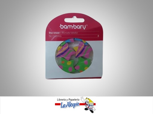 [784196657476] BORRADORES DE ESTRELLA BLISTER 6UND MULTICOLOR MARCA BAMBARY