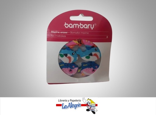 [784196657483] BORRADOR DE PECES BLISTER 6UND MULTICOLORES MARCA BAMBARY