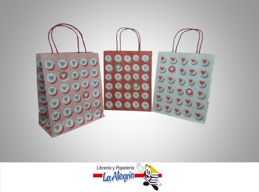 [BDR1960] BOLSA DE REGALO DE CORAZONES KRAFT 19.5X24CM UND MARCA HALLMARK