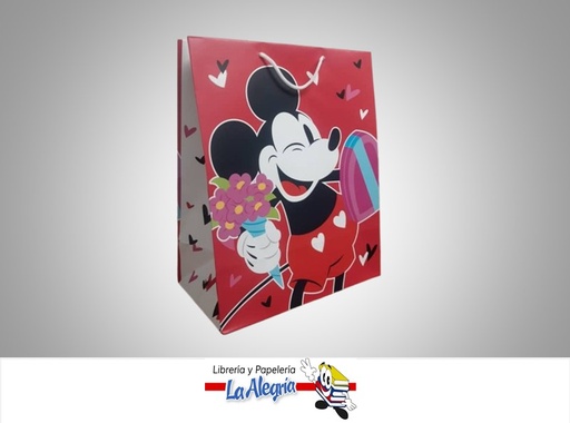 [661127039122] BOLSA DE REGALO MICKEY MOUSE CORAZONES 26.5X33CM MARCA HALLMARK