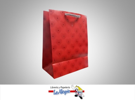 [763795820030] BOLSA DE REGALO 26.5X33CM ROJA DE CORAZON LOVE MARCA HALLMARK