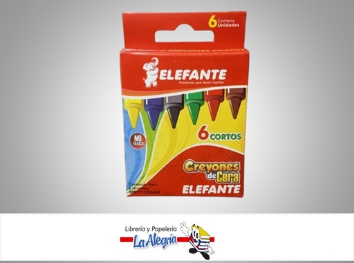 [7592686430026] CREYON DE CERA 6 UND MARCA ELEFANTE