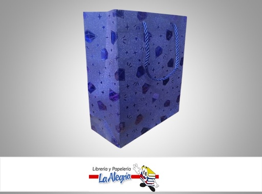[BRESA24X18DA] BOLSA DE REGALO ESCARCHADA DIAMANTE 24X18X8 CM AZUL UND MARCA S/M
