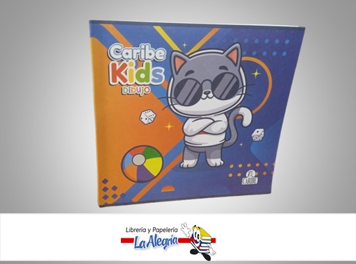 [7591175016932] CUADERNO DIBUJO ENGRAPADO KIDS 21X20 CM 56 HOJAS BOND MARCA CARIBE