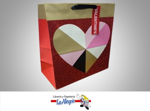 [726528349543] BOLSA DE REGALO 27X32CM SAN VALENTIN CORAZON ROJO Y DORADO MARCA HALLMARK
