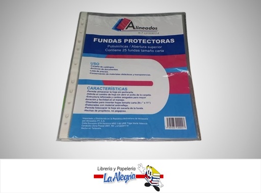 [7591433000017] FUNDA PROTECTORA CARTA POLIVINILICA PAQ X25UND MARCA ALINEADOS PT