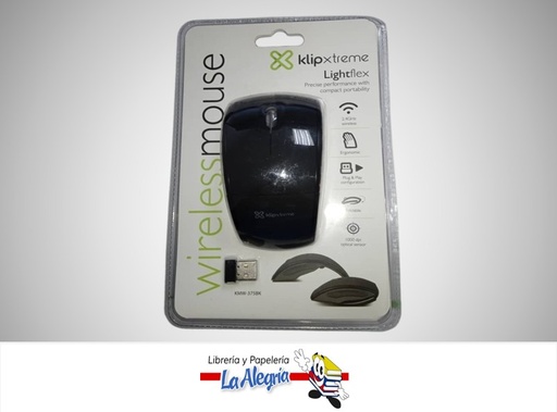 [798302079540] MOUSE INALAMBRICO LIGHTFLEX PLEGABLE 3 BOTONES KMW-375BK MARCA KLIPXTEME
