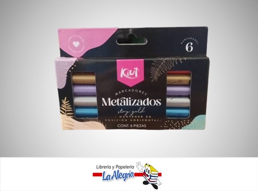 [7702111490161] MARCADOR METALIZADO PUNTA FINA CAJA 6 COLORES MARCA KIUT