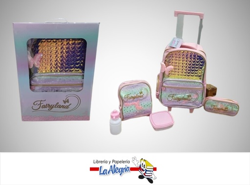 [7453116042649] MORRAL/CARTUCHERA/LONCHERA NIÑA CON RUEDAS FAIRYLAND 43.18 CM MARCA STARMATE
