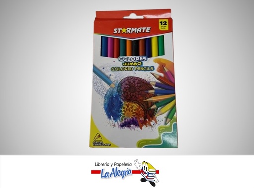 [7453080115226] LAPICES DE COLORES TRIANGULAR JUMBO 12 COLORES MARCA STARMATE