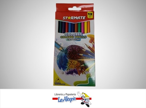 [7453080115240] LAPICES DE COLORES TRIANGULAR 12 COLORES MARCA STARMATE
