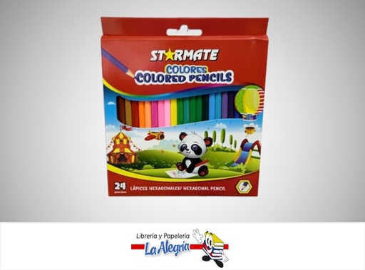 [7453068203020] LAPICES DE COLORES HEXAGONALES 24 COLORES MARCA STARMATE
