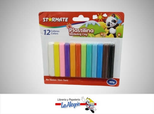 [7453089105280] PLASTILINA 180 GR 12 COLORES MARCA STARMATE