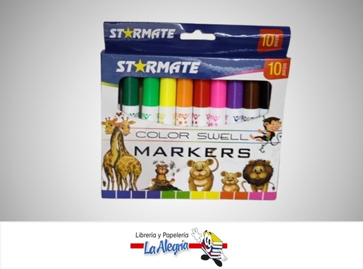 [7453089142025] MARCADOR A BASE DE AGUA 10 COLORES  STR-2086 MARCA STARMATE