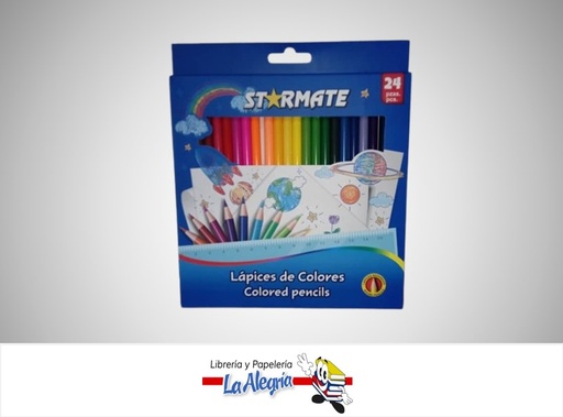 [7453116012000] LAPICES DE COLORES REDONDO 24 PZA STR-2217 MARCA STARMATE