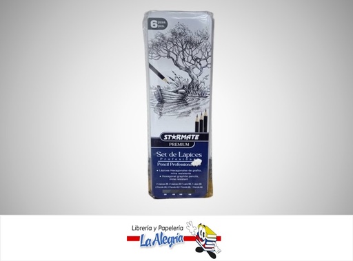 [7453116012017] LAPIZ DE DIBUJO PROFESIONALES 2B, 4B, 6B, 8B PAQ 6 UND STR-2218 MARCA STARMATE