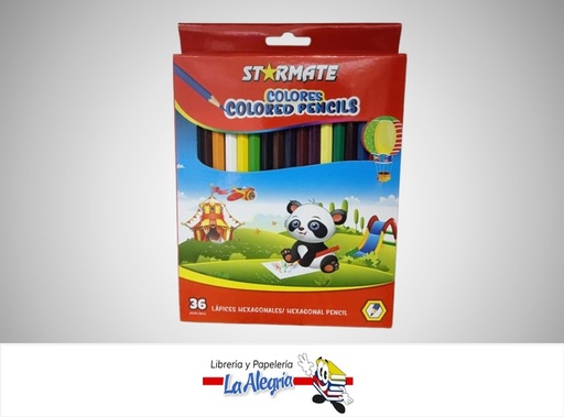 [7453116012260] LAPICES DE COLORES TRIANGULAR  36 COLORES MARCA STARMATE