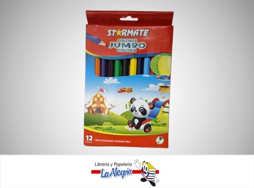 [7453116012277] LAPICES DE COLORES HEXAGONAL JUMBO 12 COLORES MARCA STARMATE