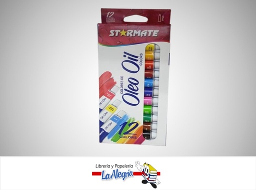 [7453116013687] PINTURA AL OLEO 12 ML PAQ 12 COLORES STR-2245 MARCA STARMATE