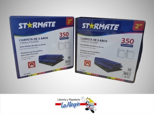 [7453068223332] CARPETA 3 AROS 2´´ CARTA AZUL MARCA STARMATE