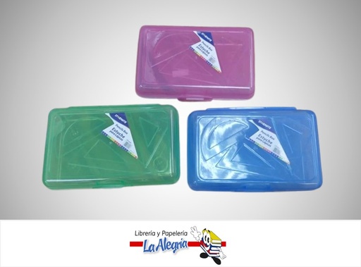 [7453068234703] ESTUCHE PLASTICO PARA LAPICES STR-4046; 19X11X5CM4 COLORES MARCA STARMATE