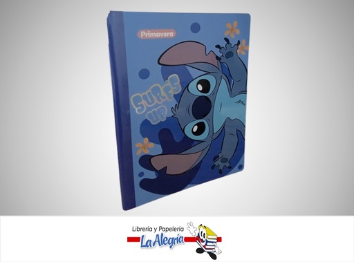 [7707815738991] LIBRETA COSIDA STITCH 100 HOJAS DOBLE LINEA CON STICKERS MARCA PRIMAVERA