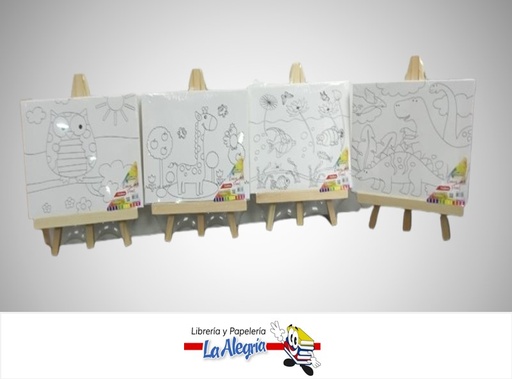 [7827453835804] LIENZO CON DIBUJO ARTISTICO CONTIENE CABALLETE 15X20 CM 83580 MARCA STARMATE