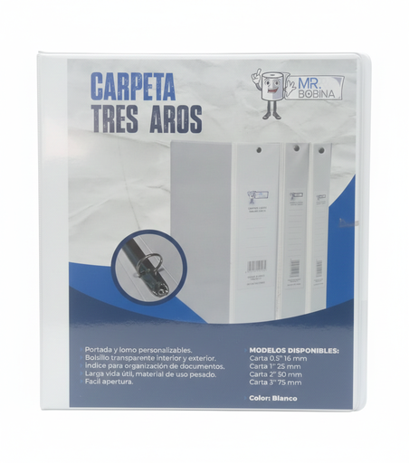 [6928551101073] CARPETA 3 AROS 1" CARTA BLANCA UND MARCA MR. BOBINA