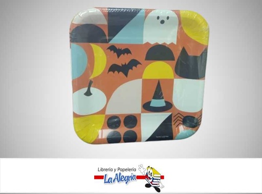 [661127056150] PLATOS DESECHABLES HALLOWEEN 18.5X18.5CM PAQ 8 UND MARCA HALLMARK
