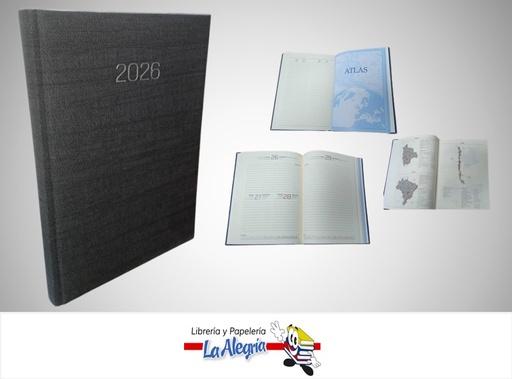 [AGENDA202608] AGENDA 2026 DIARIA CORVARA GRIS OSCURO D57 MARCA ARTESCO