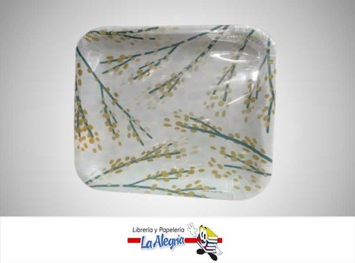 [661127056129] PLATOS DESECHABLES ESPIGAS VERDES Y DORADAS 18.5X18.5CM PAQ 8 UND MARCA HALLMARK