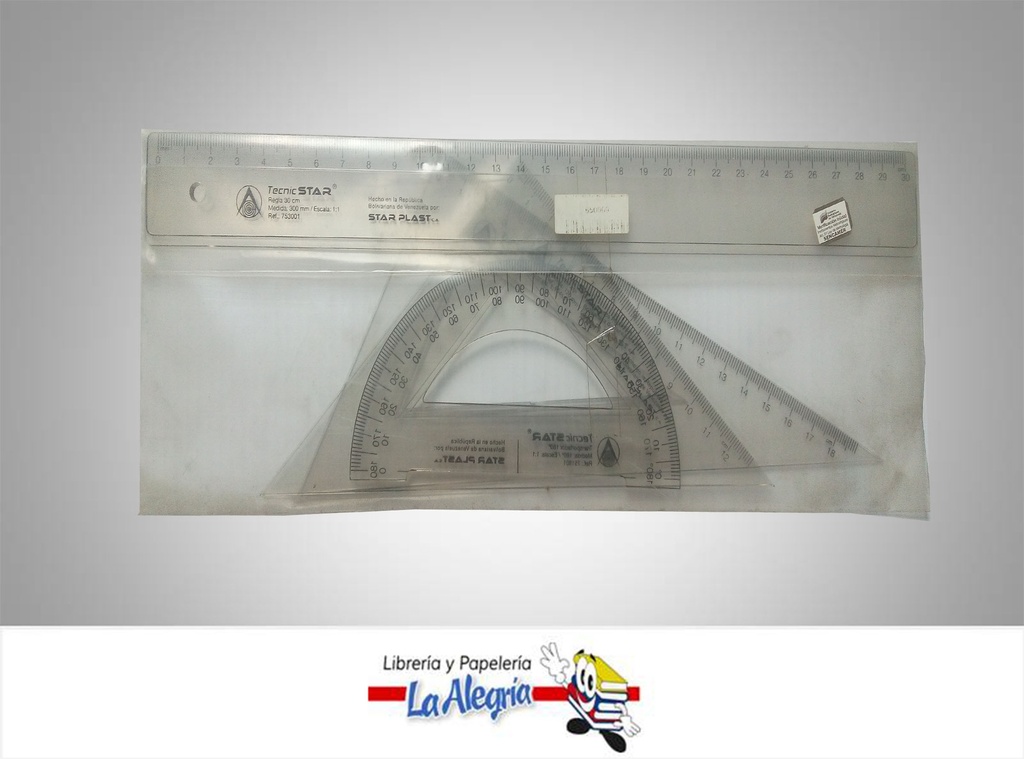 JUEGO DE GEOMETRIA 30CM TRANSP 4PZ MARCA STAR   