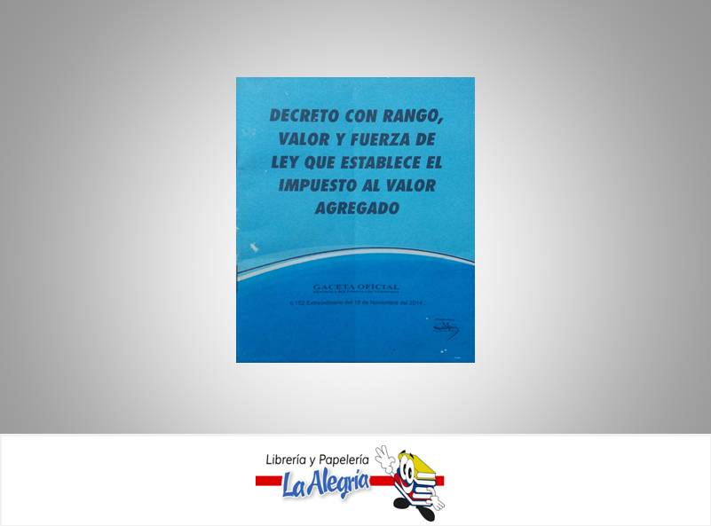 LEY QUE ESTABLECE EL IVA  TEMATICA LEYES AUTOR G.O.N6.152 EXT EDITORIAL DISTRIBUIDORA ML