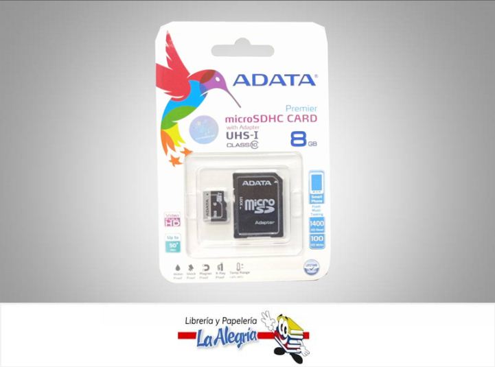 MEMORIA MICRO SDHC 8GB C/ADAPTADOR MARCA ADATA   