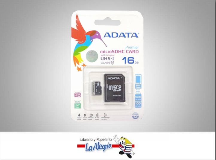 MEMORIA MICRO SDHC 16GB CON ADAPTADOR MARCA ADATA