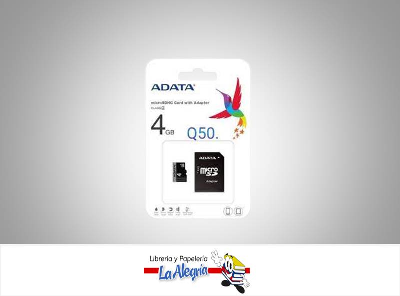 MEMORIA MICRO SDHC 4 GB C/ADAPTADOR MARCA ADATA   