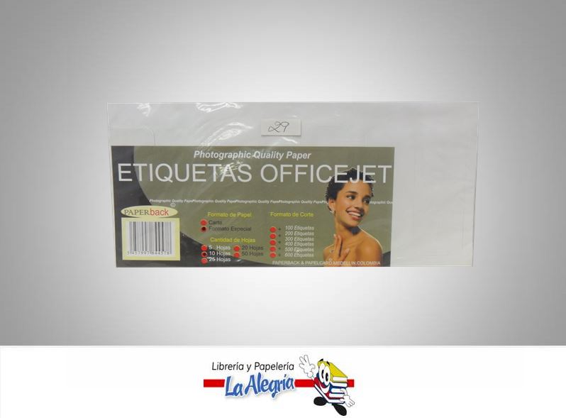 ETIQUETA AUTOADHESIVA 4X10CM 10H/70UND MARCA PAPERBACK   