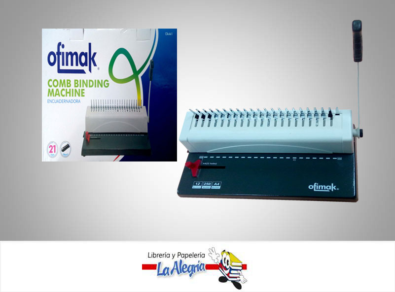 ENCUADERNADORA COMB BINDING MACHINE 21 HOLES MARCA OFIMAK