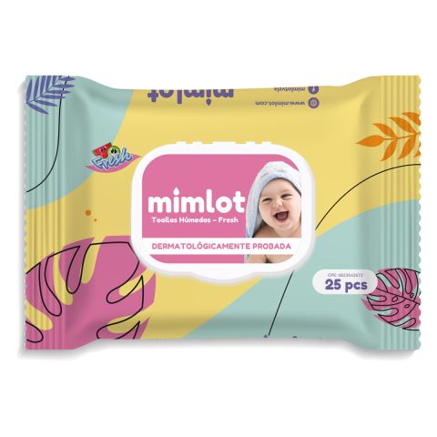 TOALLITAS HUMEDAS  FRESH  PAQUETE DE 25 PIEZAS MARCA MIMLOT