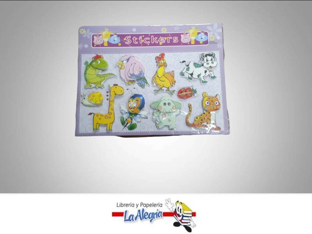 STICKERS ANIMALITOS SET 10 UND MARCA L.O.   