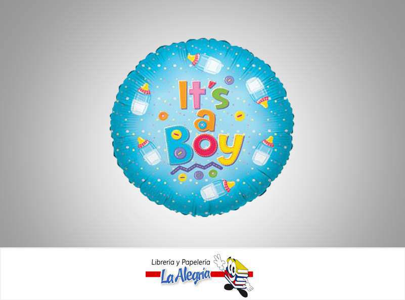 GLOBO FOIL 18 ITS A BOY AZUL UND MARCA KALEIDOSCOPE   